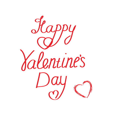 Happy Valentine's Day on a white background, a romantic card with heartのイラスト素材