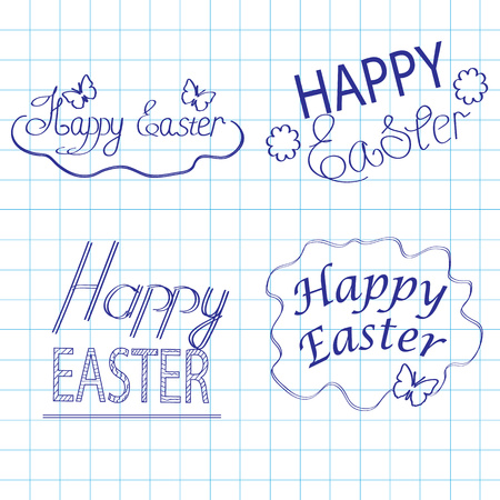 Happy Easter on a writingbook leaf, a design elementのイラスト素材