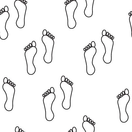 Seamless pattern. Human foot on a white background. The sketch drawn with a brush. Design printのイラスト素材