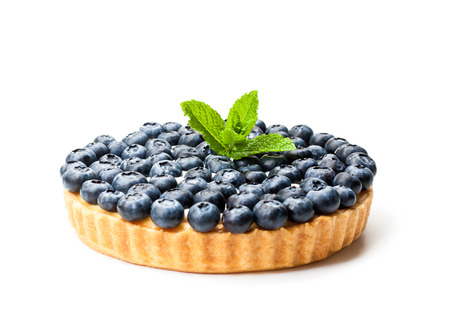 Blueberry  tart isolated on white background  の写真素材