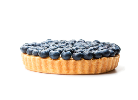 Blueberry  tart isolated on white background  の写真素材
