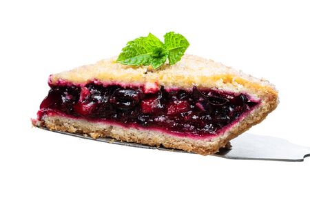 Homemade  mix berry pie slice isolated on whiteの写真素材