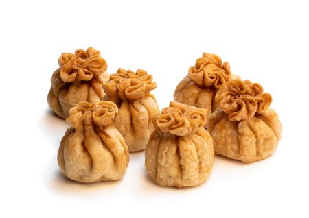 Group  of chicken wontons isolated on white の写真素材