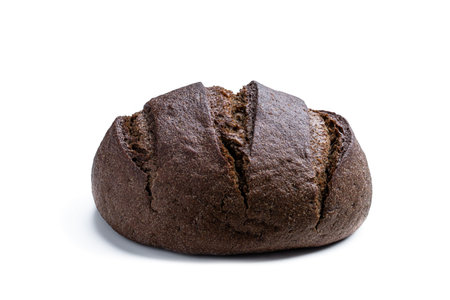 Homemade dark rye bread isolated on white