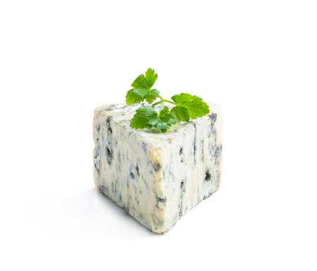 Blue cheese isolated on white backgroundの写真素材