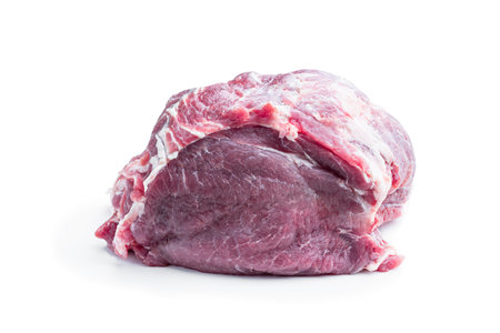 Raw pork meat isolated on white backgroundの写真素材
