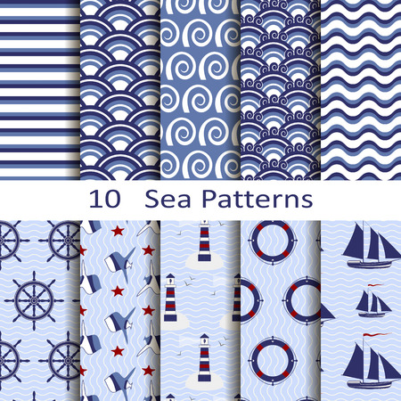Set of ten sea patternsのイラスト素材