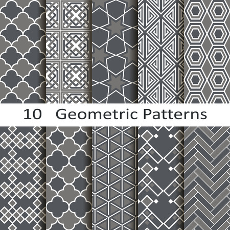 set of ten geometric patternsのイラスト素材