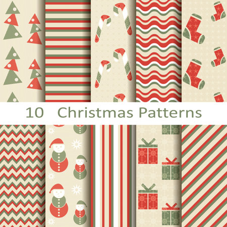 set of ten Christmas patternsのイラスト素材