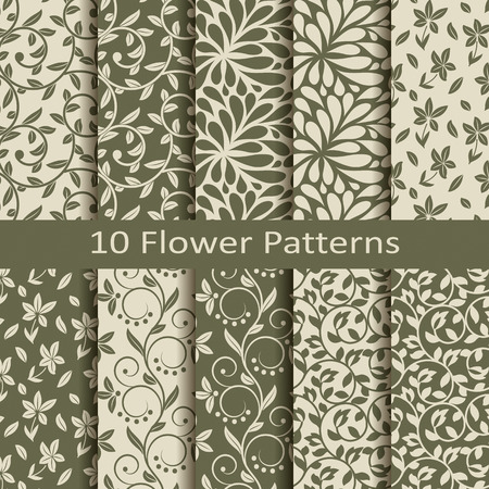 Set of ten flower patternsのイラスト素材