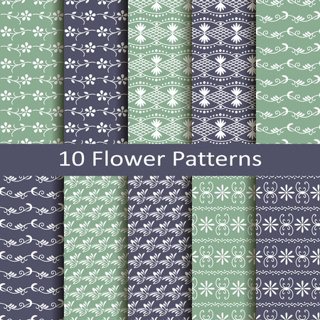 Set of ten flower patternsのイラスト素材