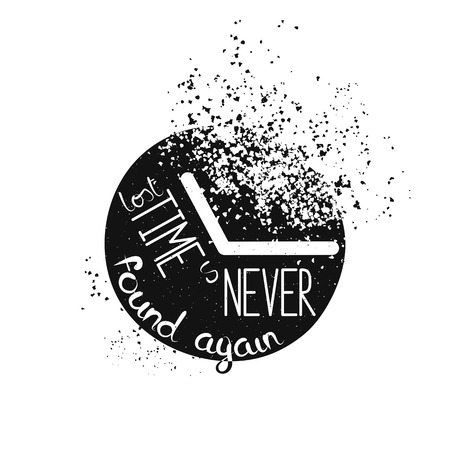 Creative background with black clocks and motivation phraseのイラスト素材