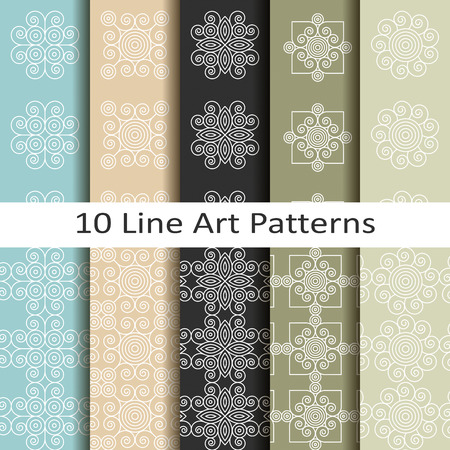 set of ten line art patternsのイラスト素材