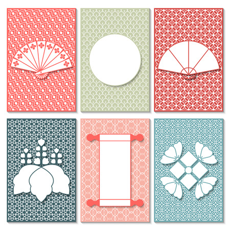 set of six japanese business cardsのイラスト素材