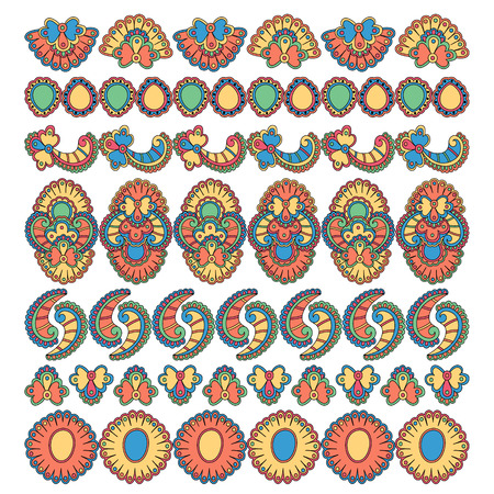 set of seven decorative floral elements designのイラスト素材
