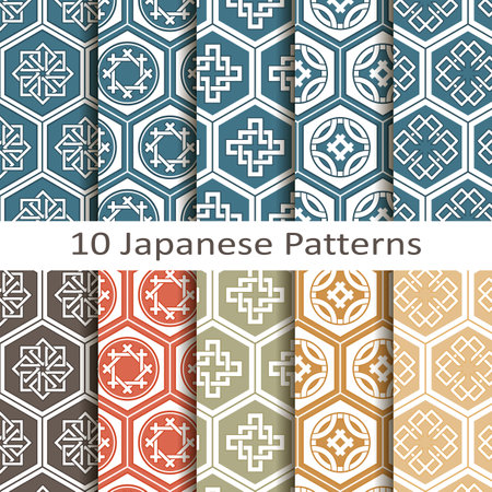 set of ten japanese patternsのイラスト素材