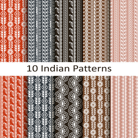set of ten indian patternsのイラスト素材