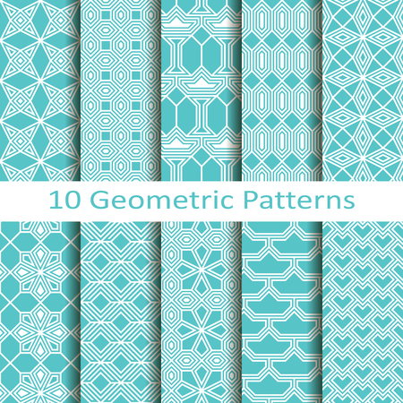 set of ten geometric lineal patternsのイラスト素材