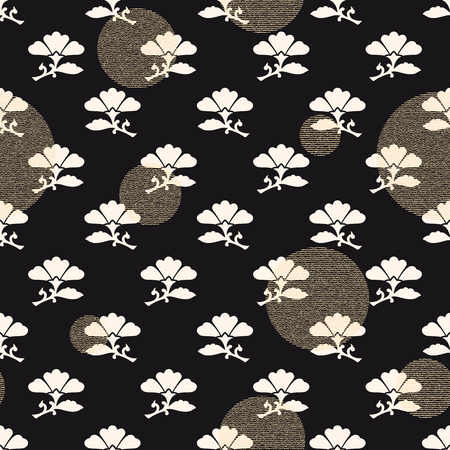 seamless vector traditional stylish japanese dark patternのイラスト素材