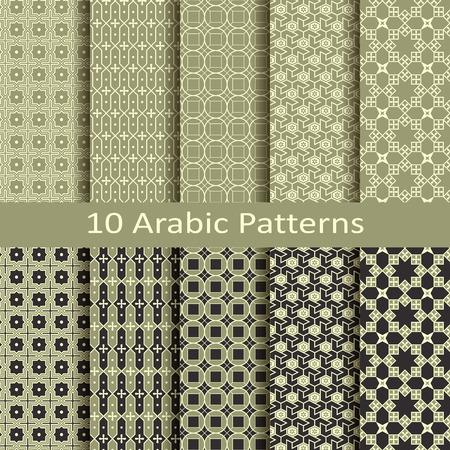 set of ten seamless vector arabic traditional geometric patternsのイラスト素材