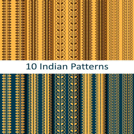 Vector set with traditional seamless vector colorful indian patternsのイラスト素材
