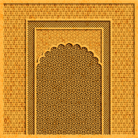 Vector background with traditional indian architecture and geometric golden ornamentsのイラスト素材
