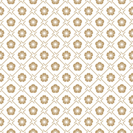 seamless vector japanese traditional geometric pale pattern design with flower symbols.design for textile, packaging, coversのイラスト素材