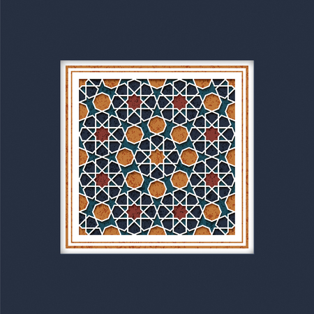 vector card template with framed vintage arabic ornamental symbol. design for covers, cards, print, stampのイラスト素材