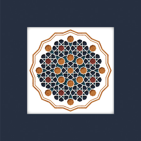 vector card template with framed arabic ornamental symbol. design for covers, cards, print, stampのイラスト素材