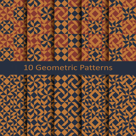 set of ten geometric patterns. design for tiles, cover, textileのイラスト素材