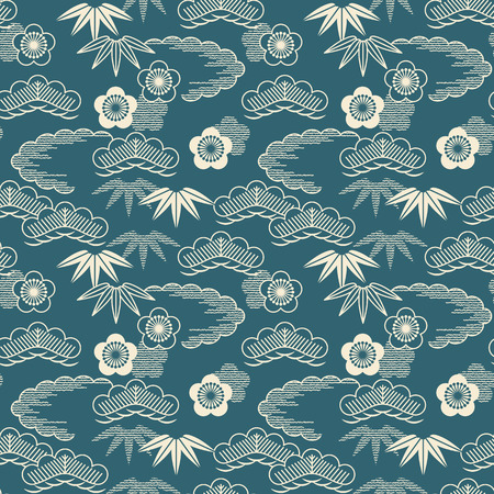 clouds and leaves. blue color. design for wrapping, textile, interiorのイラスト素材