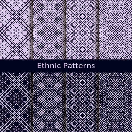 set of eight seamless vector ethnic patterns. seamless pattern in swatch panelのイラスト素材