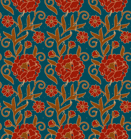 seamless vector vintage royal floral colorful pattern. seamless pattern in swatch panelのイラスト素材