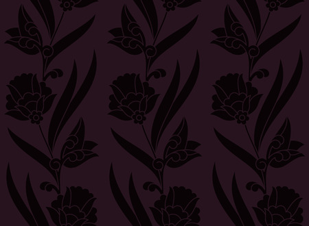 seamless vector royal dark violet pattern with flowers. seamless template in swatch panel. design for print, woodblock, textileのイラスト素材
