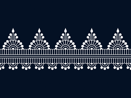 seamless vector indian traditional white border. seamless template in swatch panel. design for print, frame, woodblockのイラスト素材