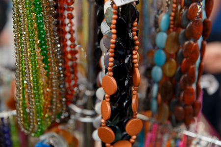 Different colorful beads on the arabic marketの写真素材