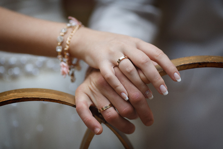 picture of bride and groom with wedding ring.の写真素材