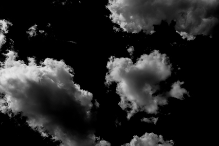 Set of isolated clouds over black. Design elementsの写真素材