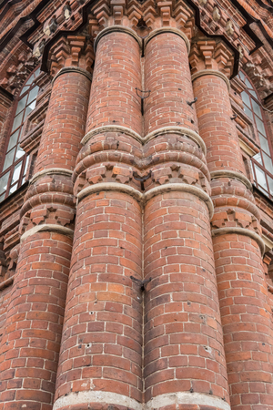 Columns made of bricks of a monumental building.の写真素材