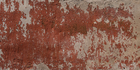 red wall background with withered paint. Old plaster texture.