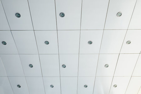 close up of fluorescent lamp on the modern ceiling