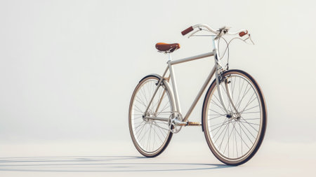 High-end minimalist bicycle against gray background. Bicycle exudes quiet luxury and sophistication with clean lines and pared-down aestheticの素材