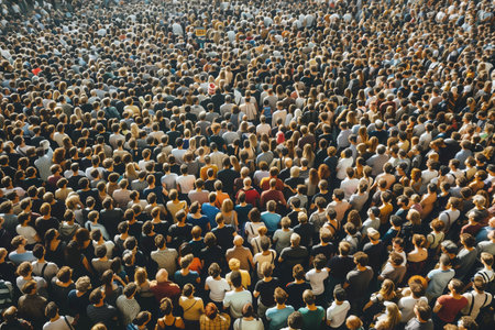 Large crowd gathered for an event or demonstration.の素材