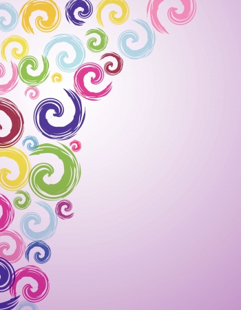Colorful painted patterns on a purple backgroundのイラスト素材