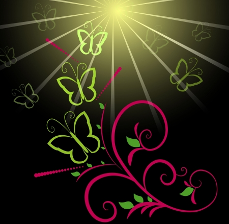 	Butterfly and sun backgroundのイラスト素材