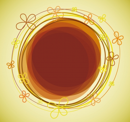 	Abstract flowers on brown circleのイラスト素材