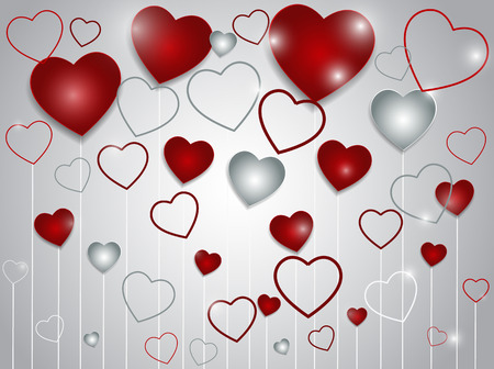 vector background with red hearts, valentines dayのイラスト素材