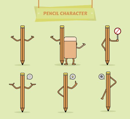 pencil set bundle character vector for motion graphic videoのイラスト素材