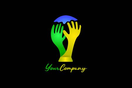 hand trophy logo template for achievement championのイラスト素材