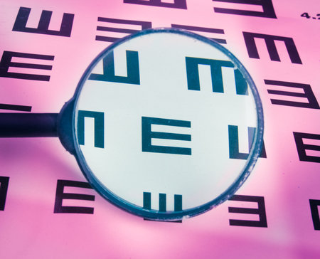 Magnifier and eyesight chart background